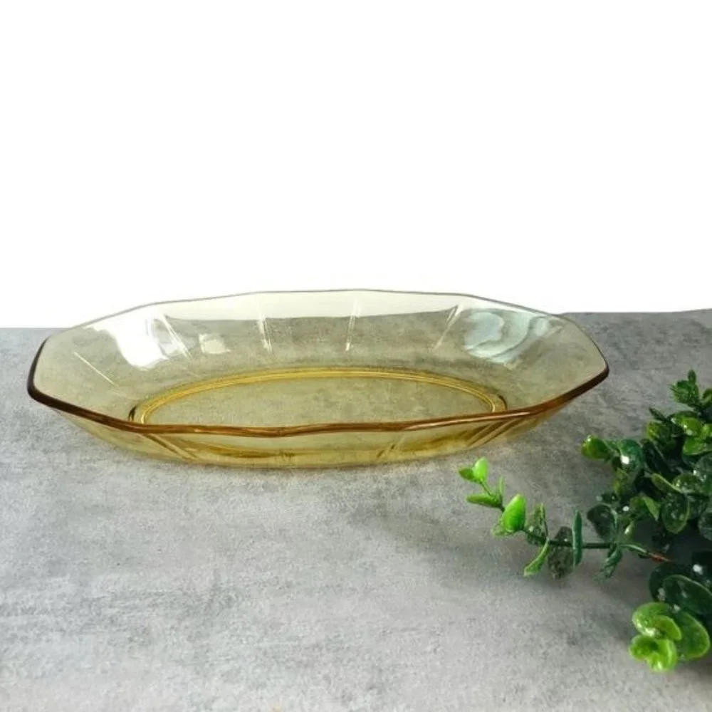 Vintage Fostoria Fairfax Yellow Glass Oval Serving Dish